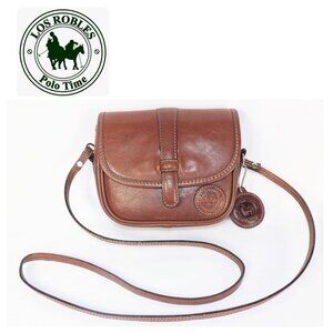 Los Robles Polo Time Brown 100% Leather Crossbody with Magnetic Closure